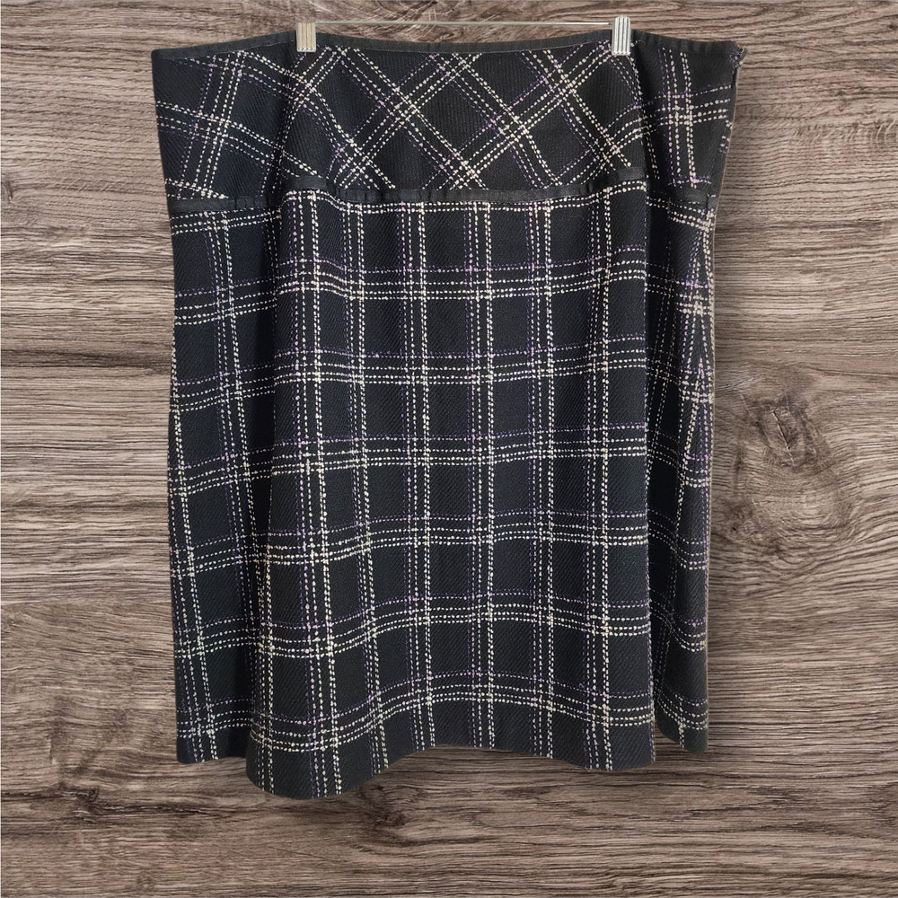 Norton‎ McNaughton white & purple stitched plaid midi shirt woman's size 20W